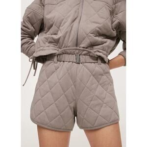 NWT mango dk lilac sz M quilted double layer soft belted shorts lounge casual